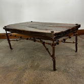 Rustic Coffee Table, Rectangle, Iron Railroad Spikes Legs, Plank Wood Top